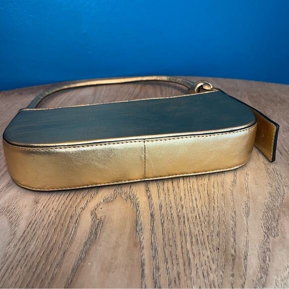 Behno New York Ina Mini Pouchette Metallic Gold Leather Shoulder Bag - Picture 5 of 10